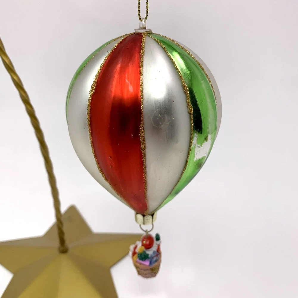 Blown Glass 6" Hot Air Balloon Ornament Rome/Roma Italy Travel w Basket & Santa - Picture 4 of 9